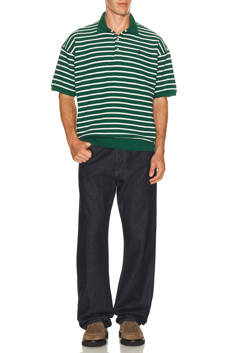 Jacquard Textured Striped Polo