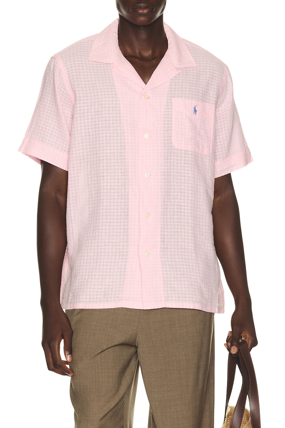Short Sleeve Seersucker Linen Andy Camp Shirt