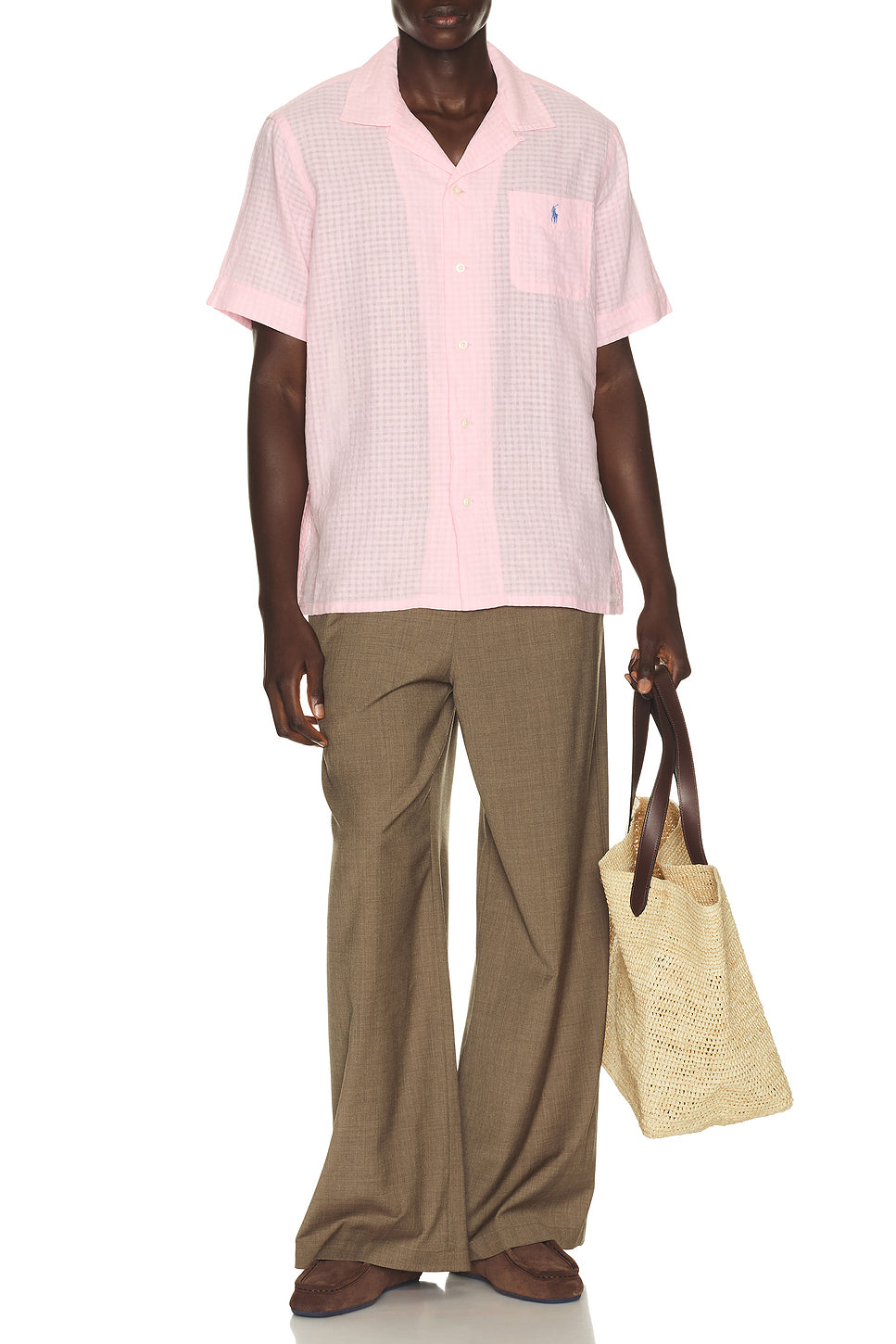 Short Sleeve Seersucker Linen Andy Camp Shirt
