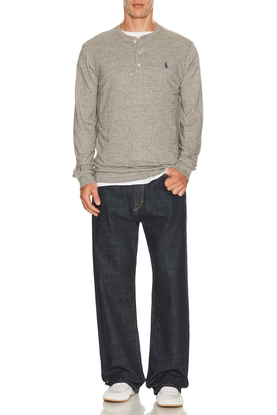 Long Sleeve Slub Jersey Henley T-Shirt