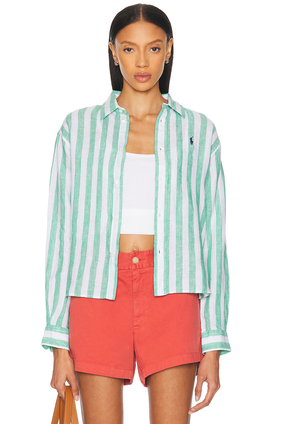 Linen Crop Long Sleeve Shirt