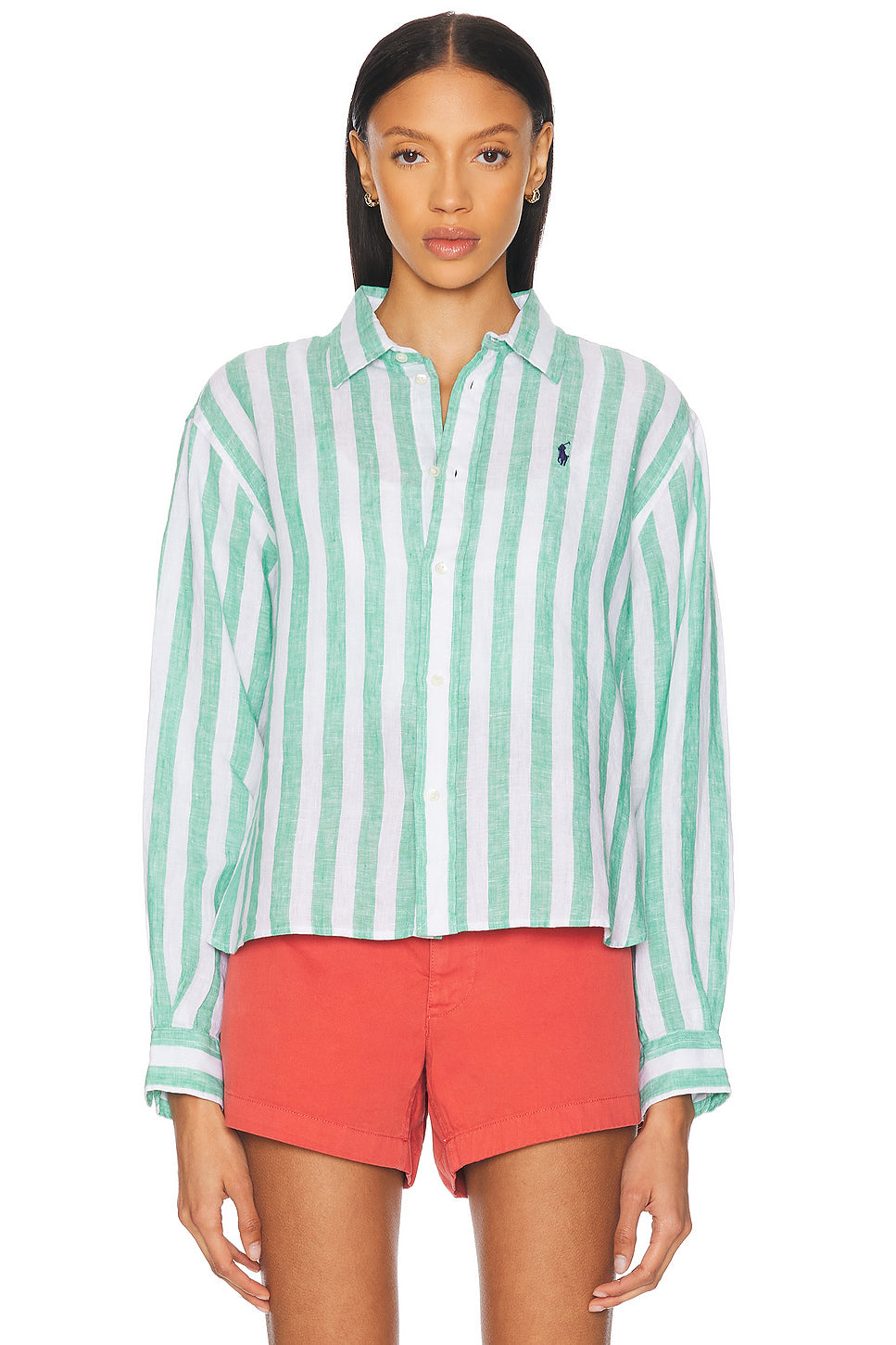 Linen Crop Long Sleeve Shirt