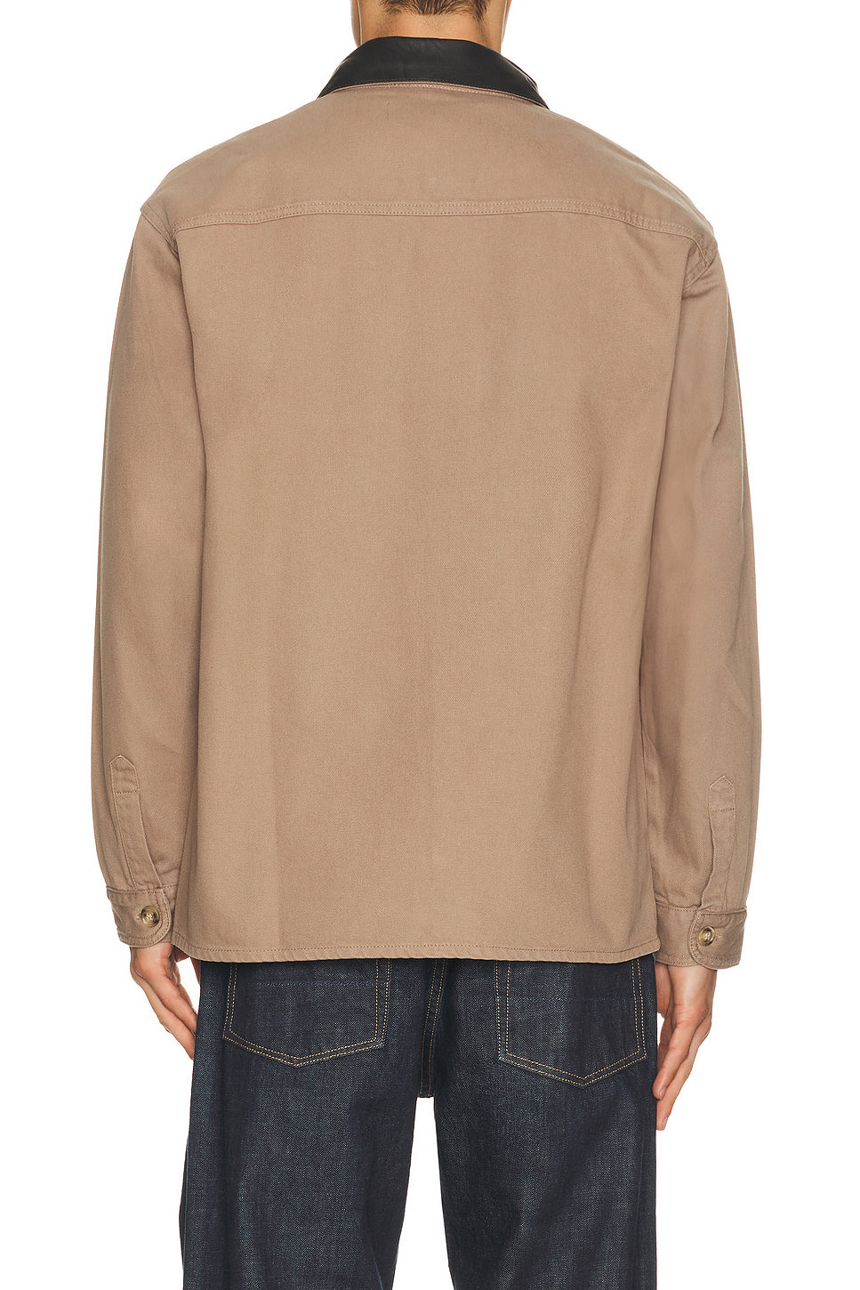 Twill Leather Collar Overshirt