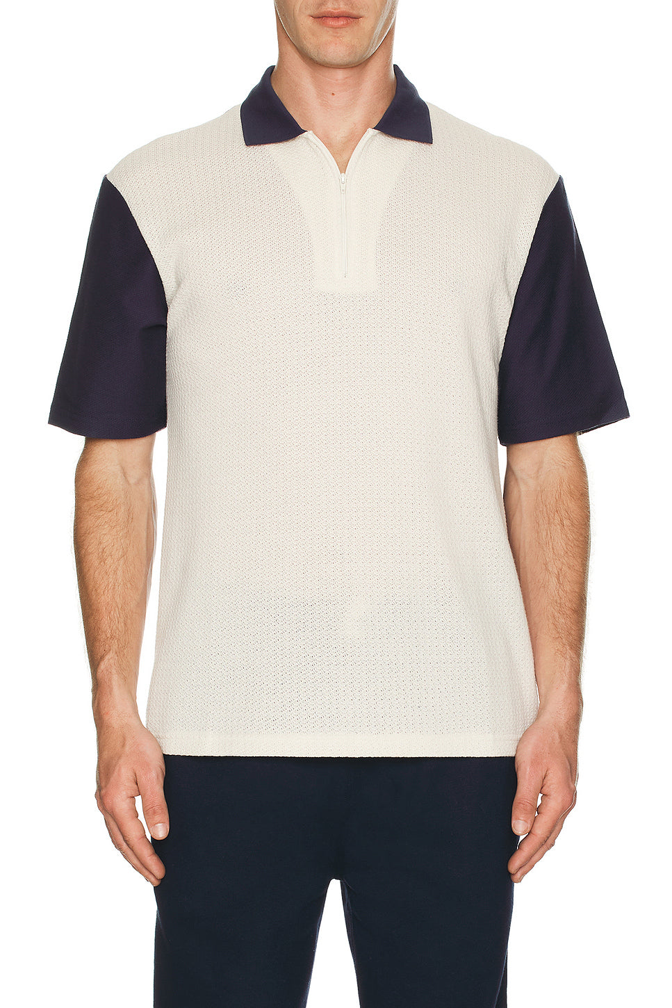 Textured Zip Polo