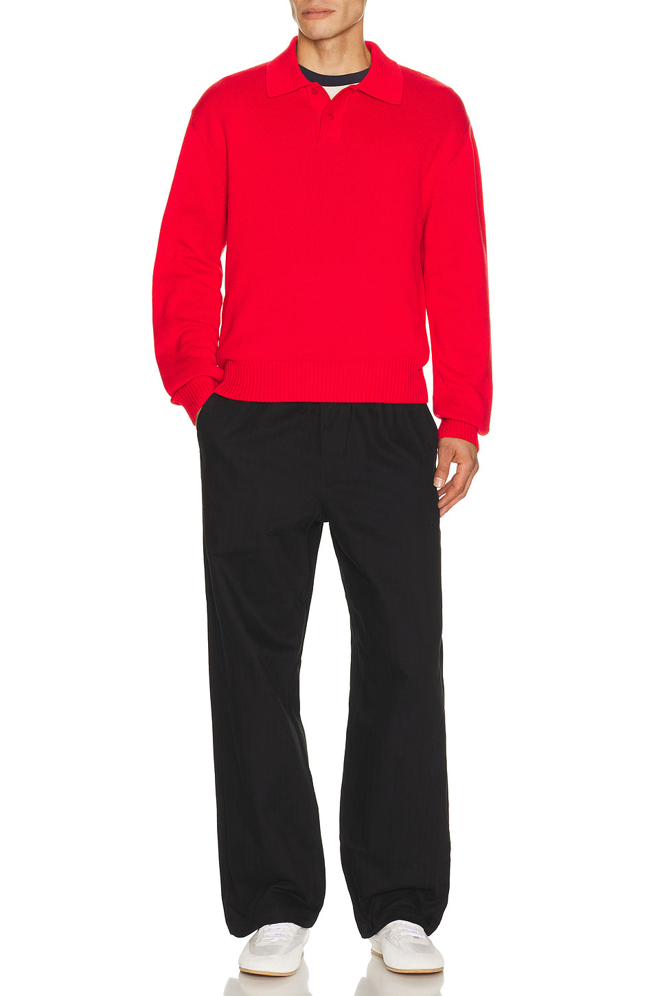 Cotton Long Sleeve Knit Polo