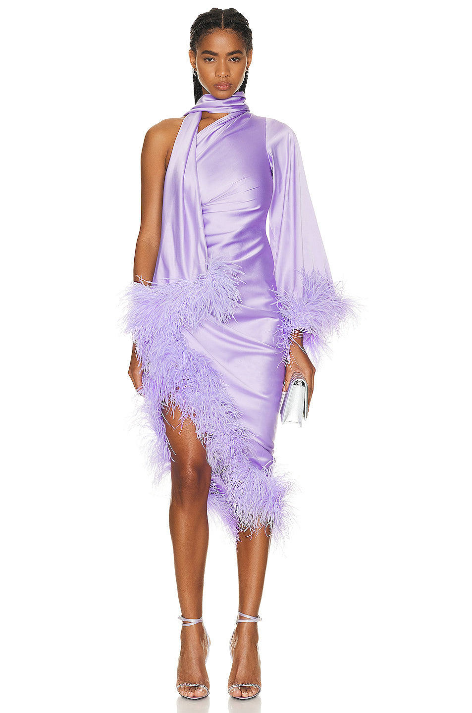 Feather Trim Oscar Dress