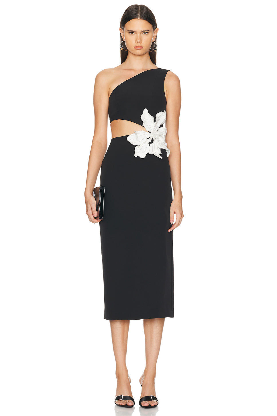 Flower Applique Midi Dress