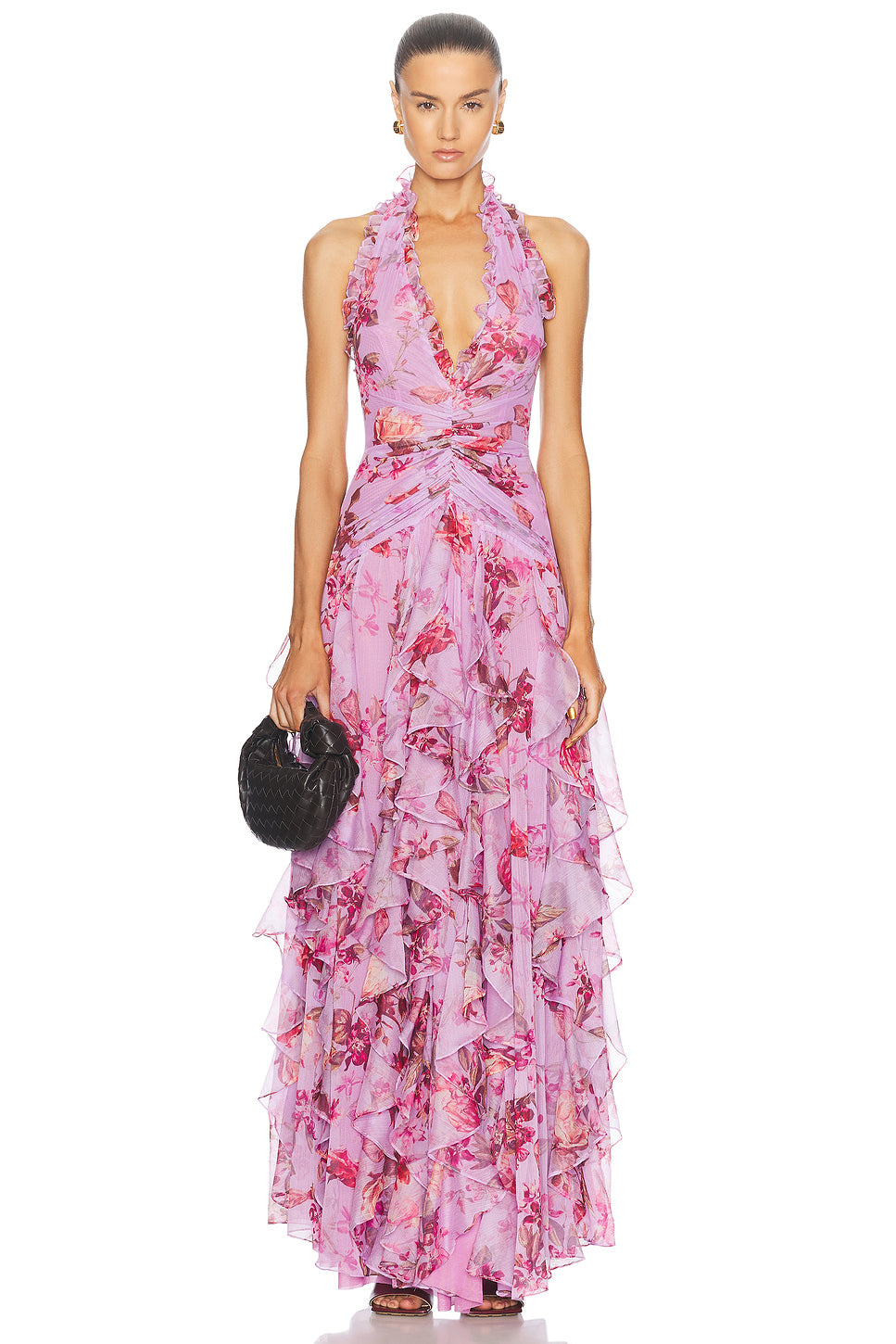 Floral Haze Stretch Tulle Maxi Dress