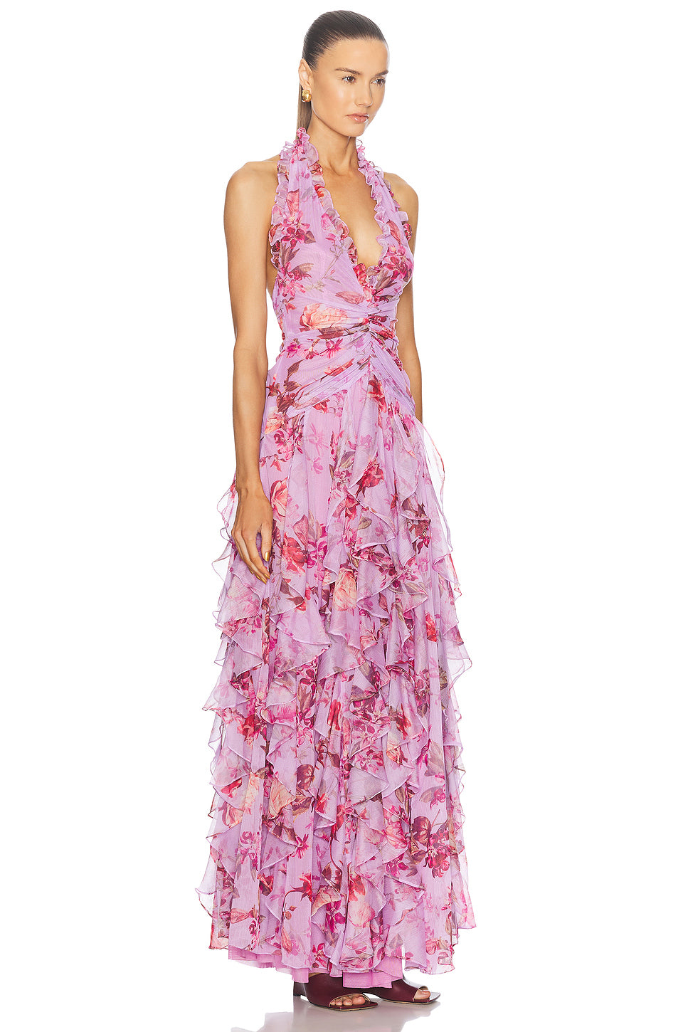 Floral Haze Stretch Tulle Maxi Dress