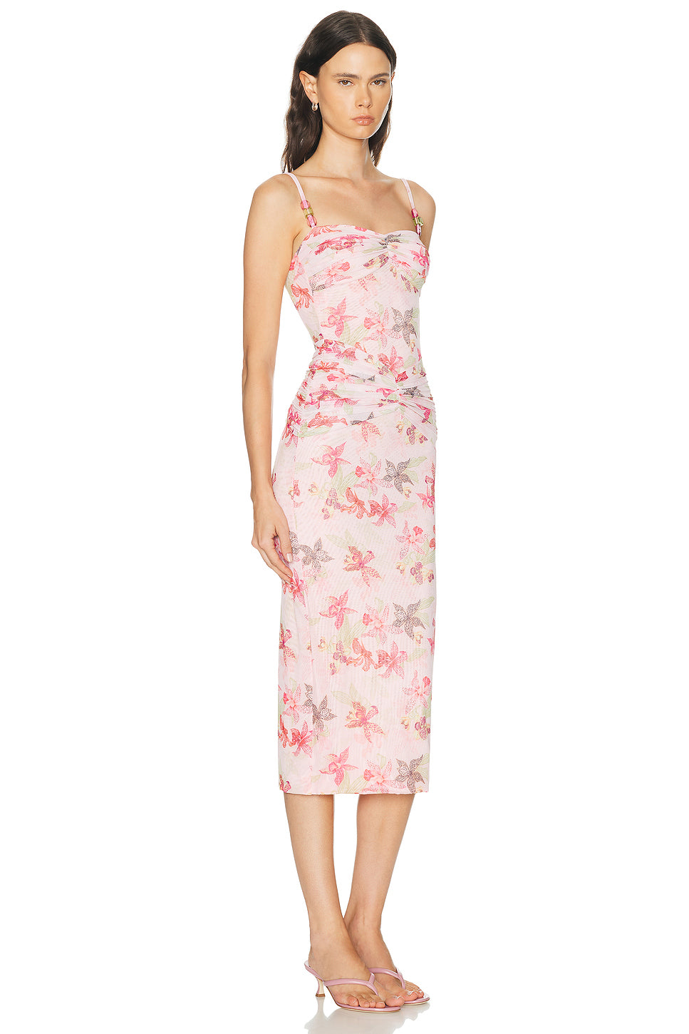Orchid Bloom Chiffon Midi Dress