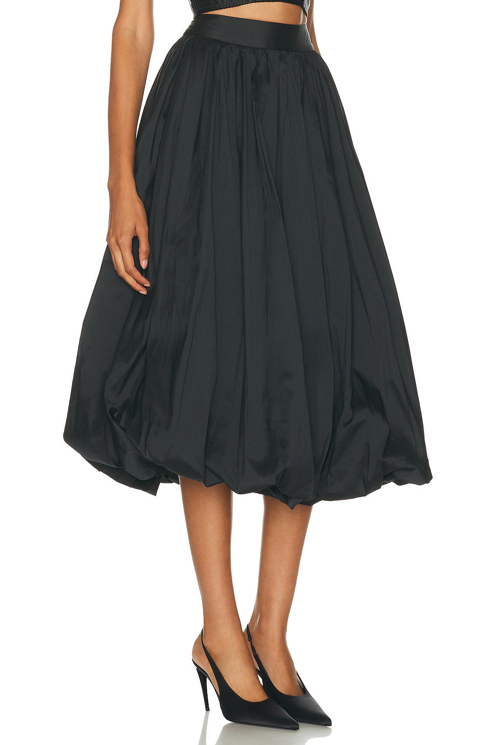 Taffeta Bloom Bubble Midi Skirt