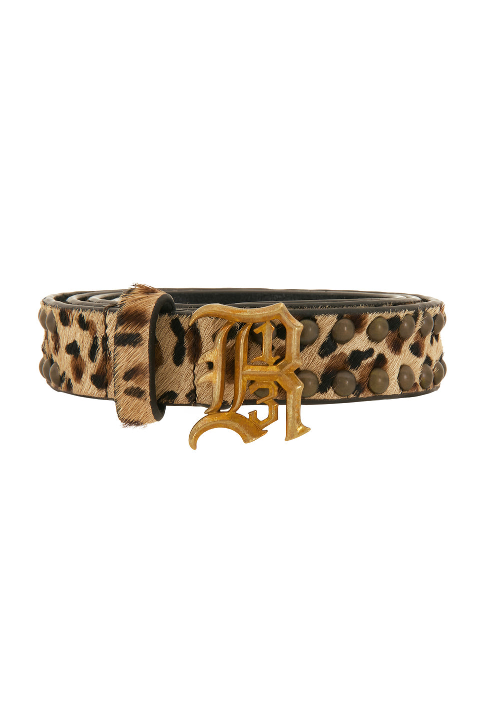 Slim Logo Belt with Brass Dome Studs