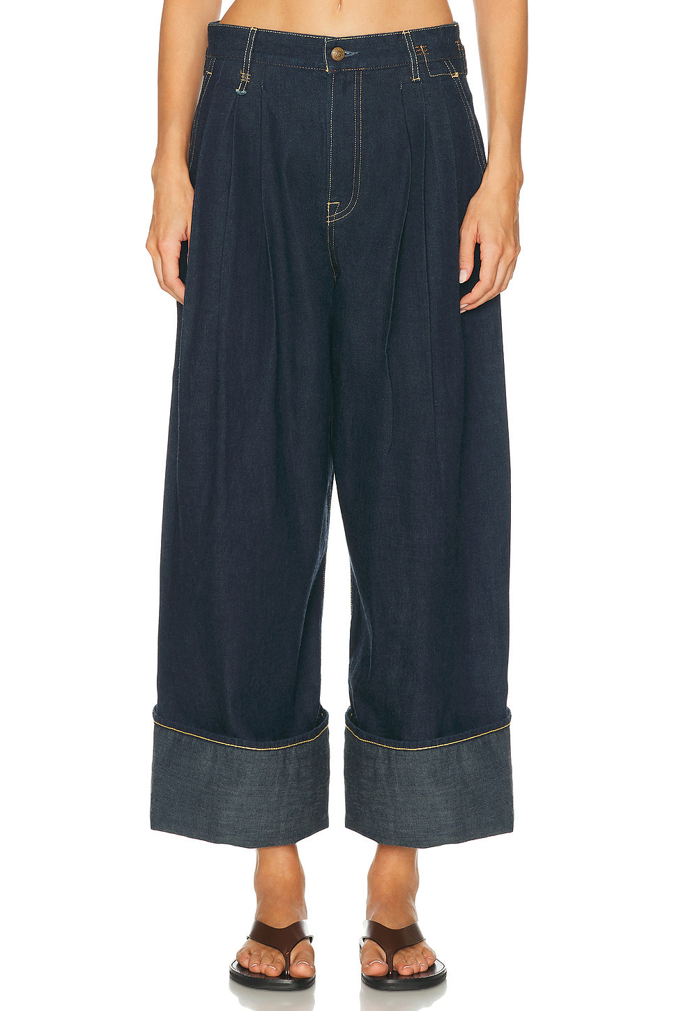 Triple Pleat Wide Leg