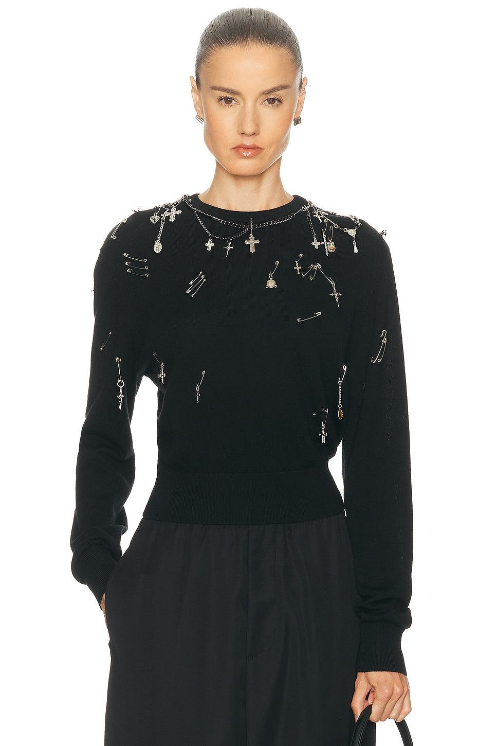 Tight Waist Crewneck Sweater