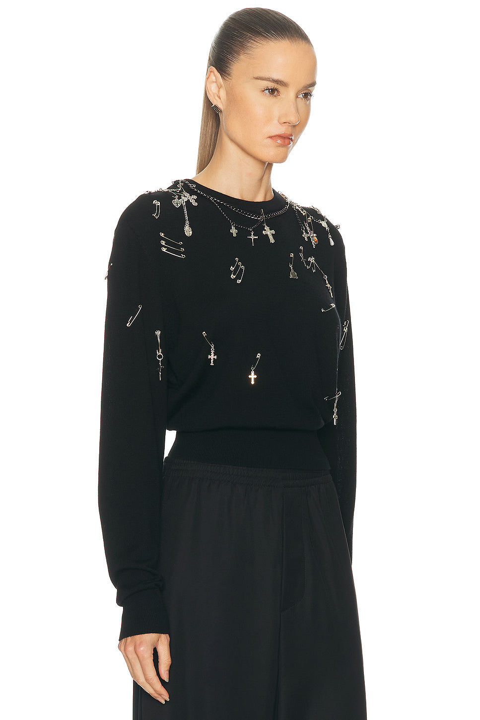 Tight Waist Crewneck Sweater