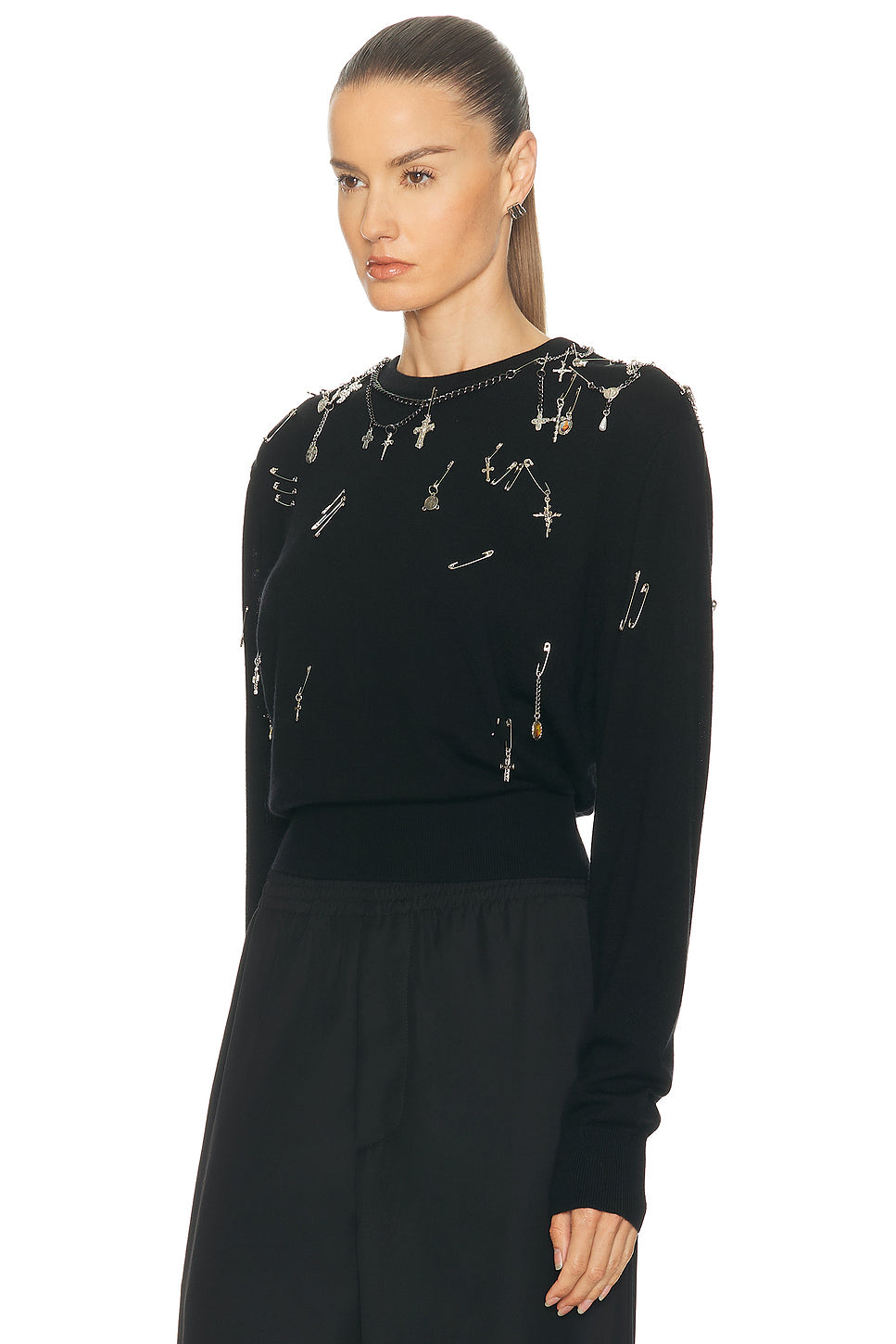 Tight Waist Crewneck Sweater