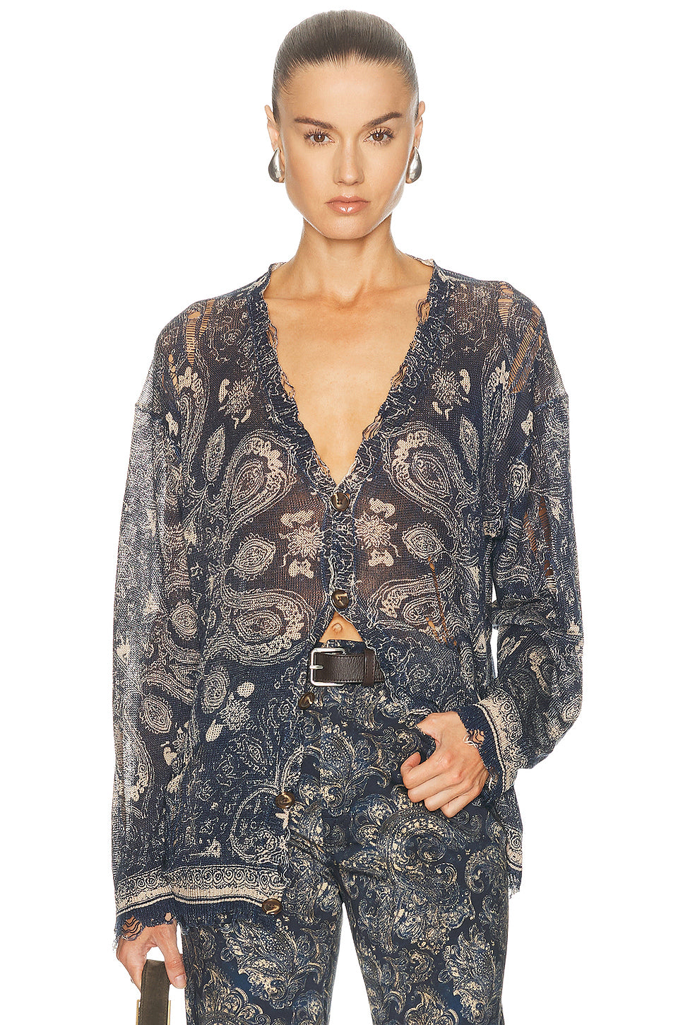 Printed Boyfriend Cardigan