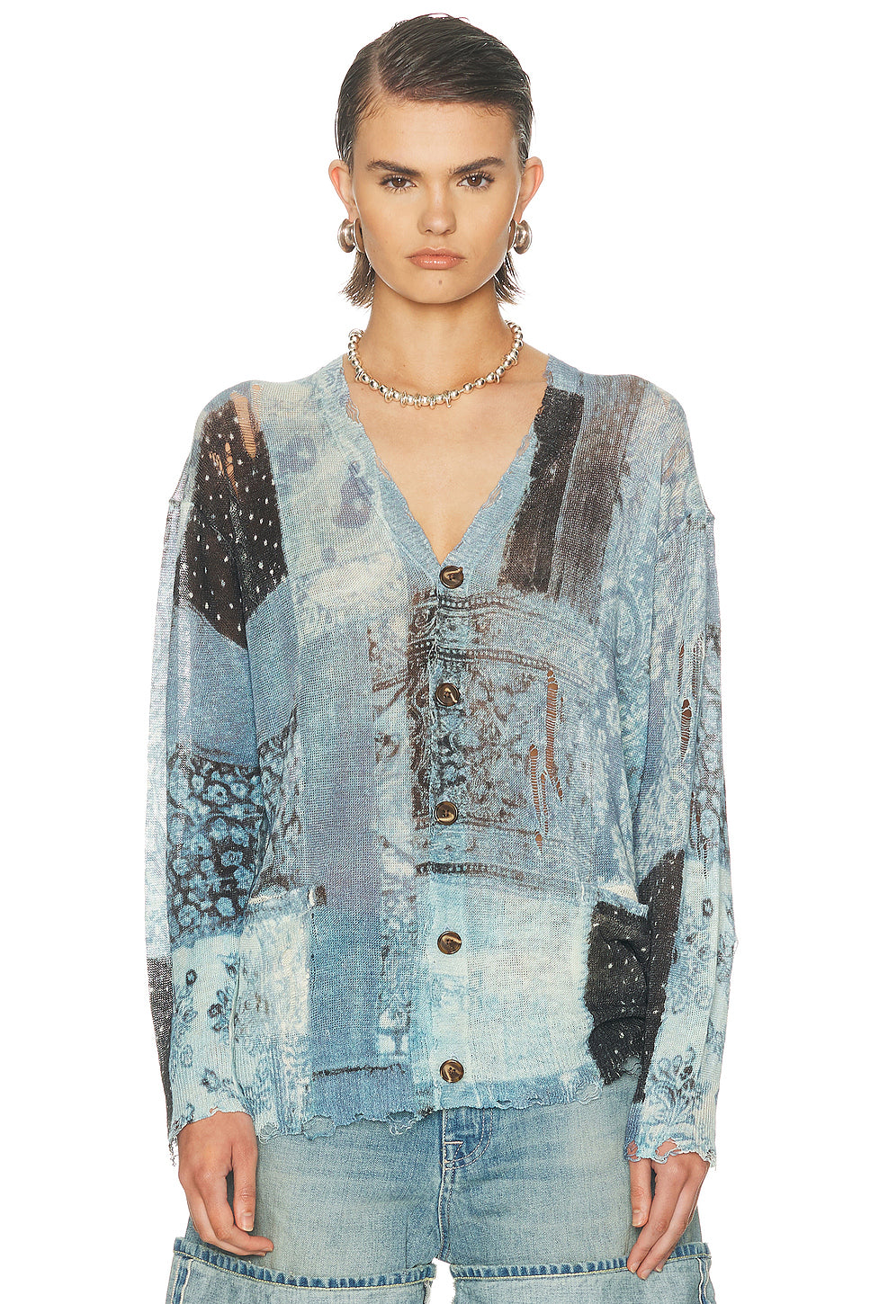 Printed Boyfriend Cardigan