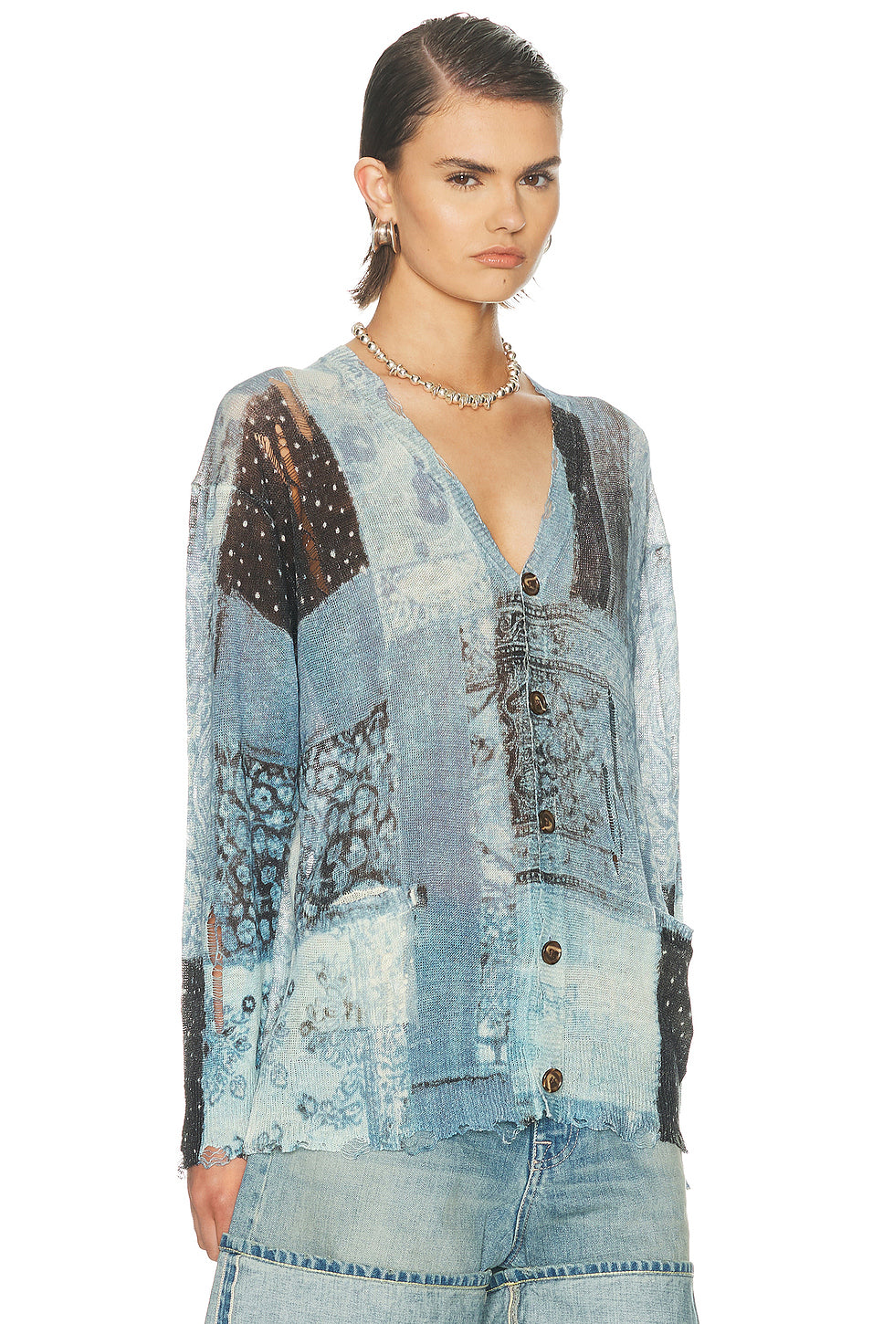 Printed Boyfriend Cardigan