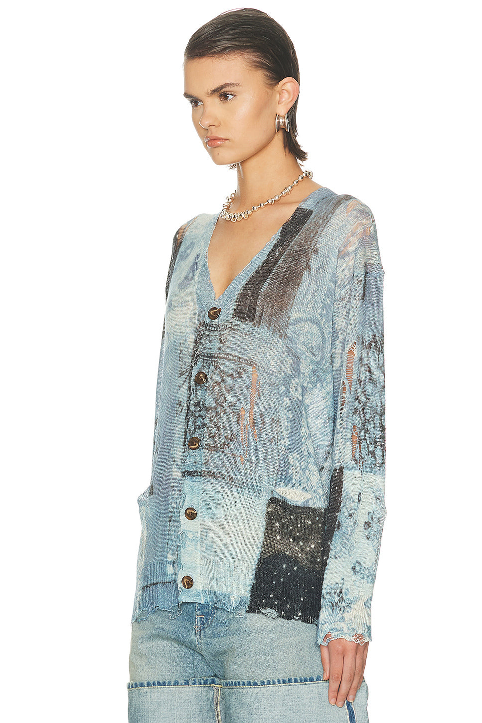 Printed Boyfriend Cardigan