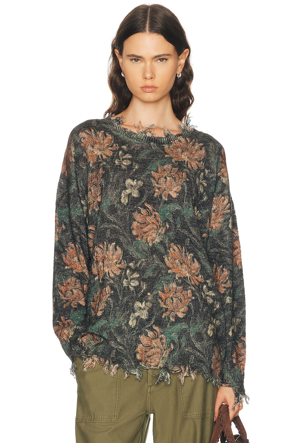 Distressed Edge Crewneck Sweater