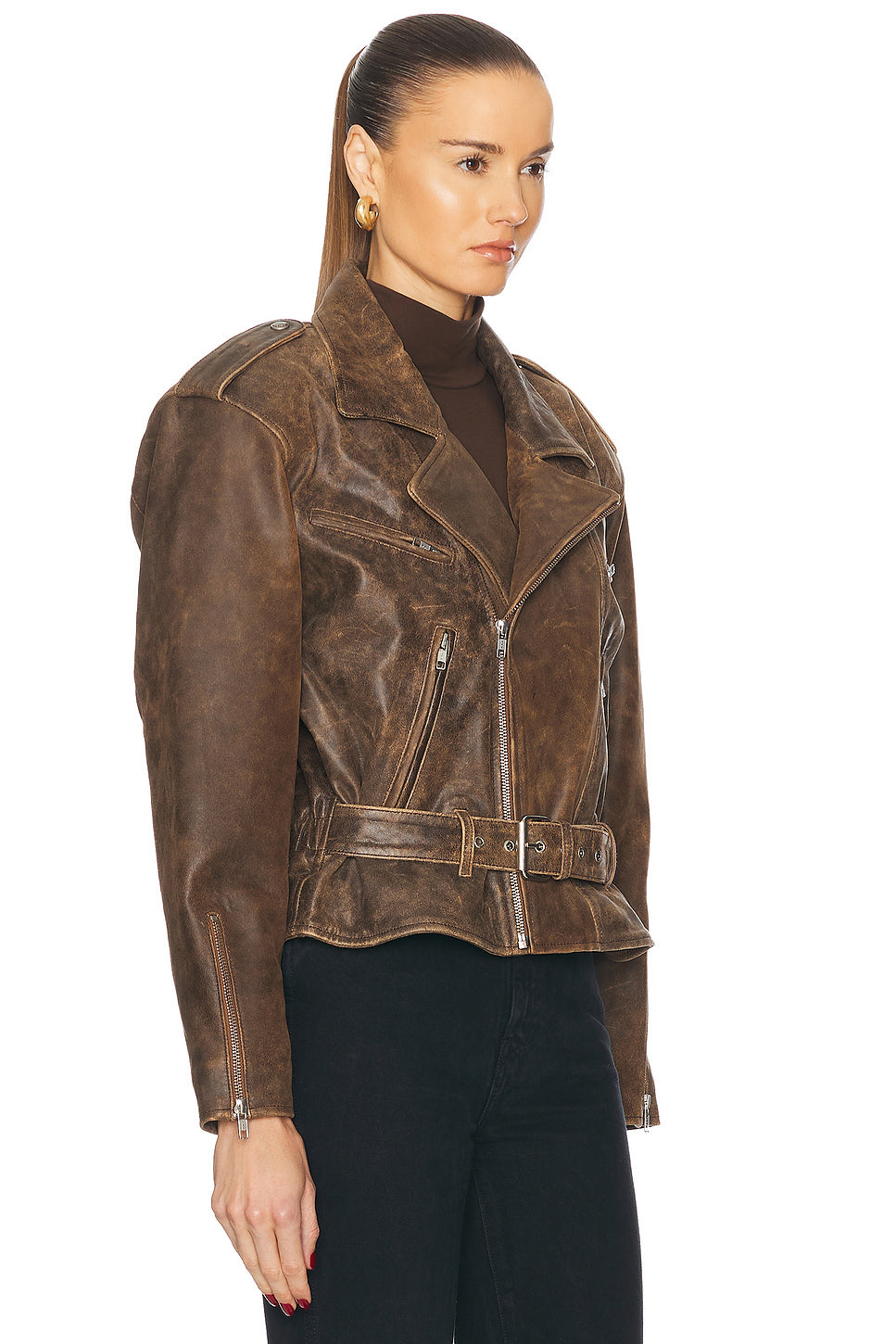 Exaggerated Shoulder Motorcycle Jacket