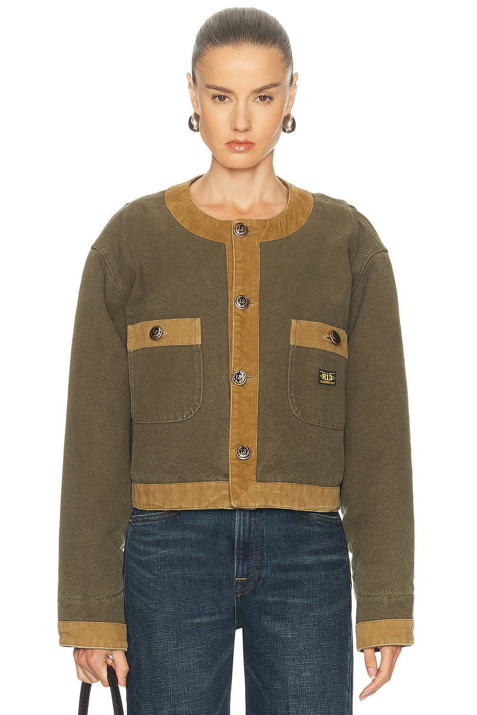 Cord Trimmed Cropped Chore Jacket