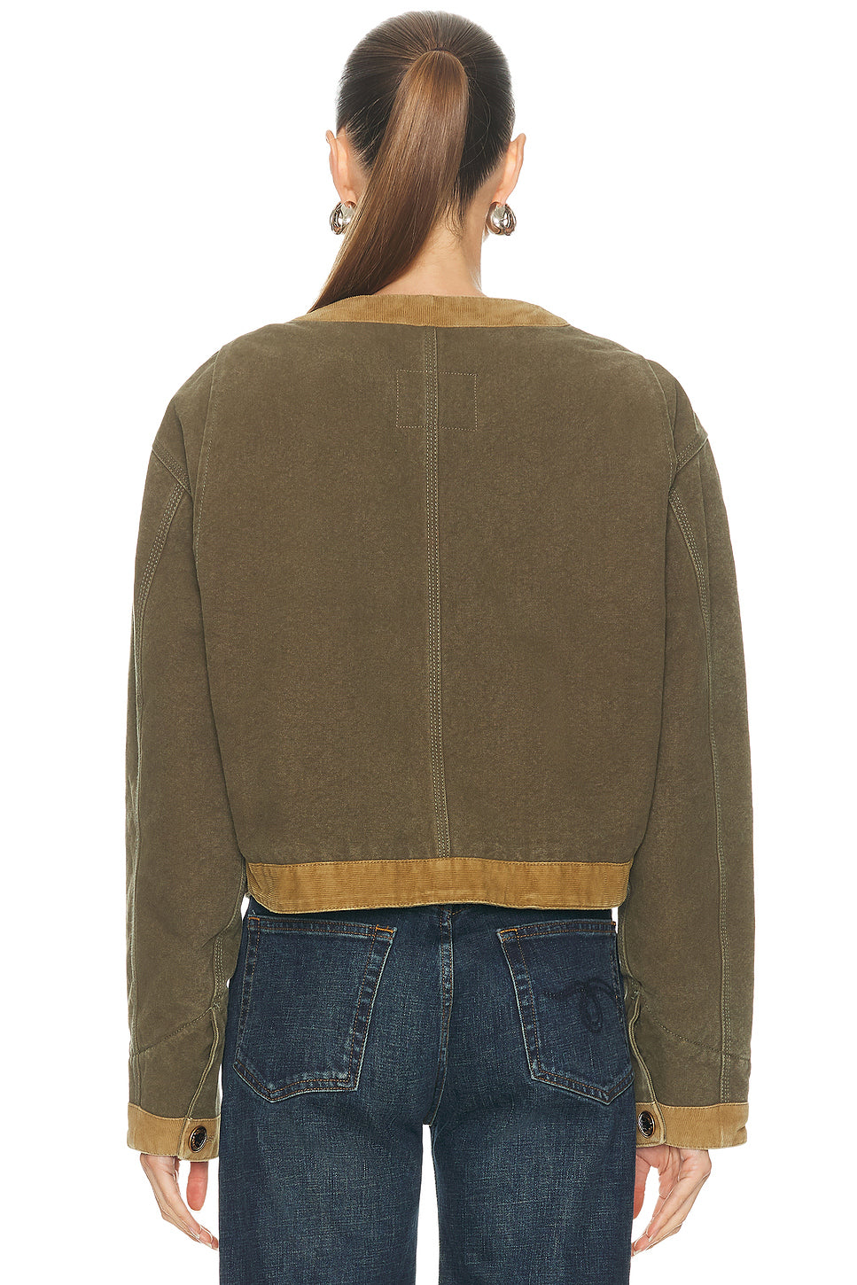 Cord Trimmed Cropped Chore Jacket