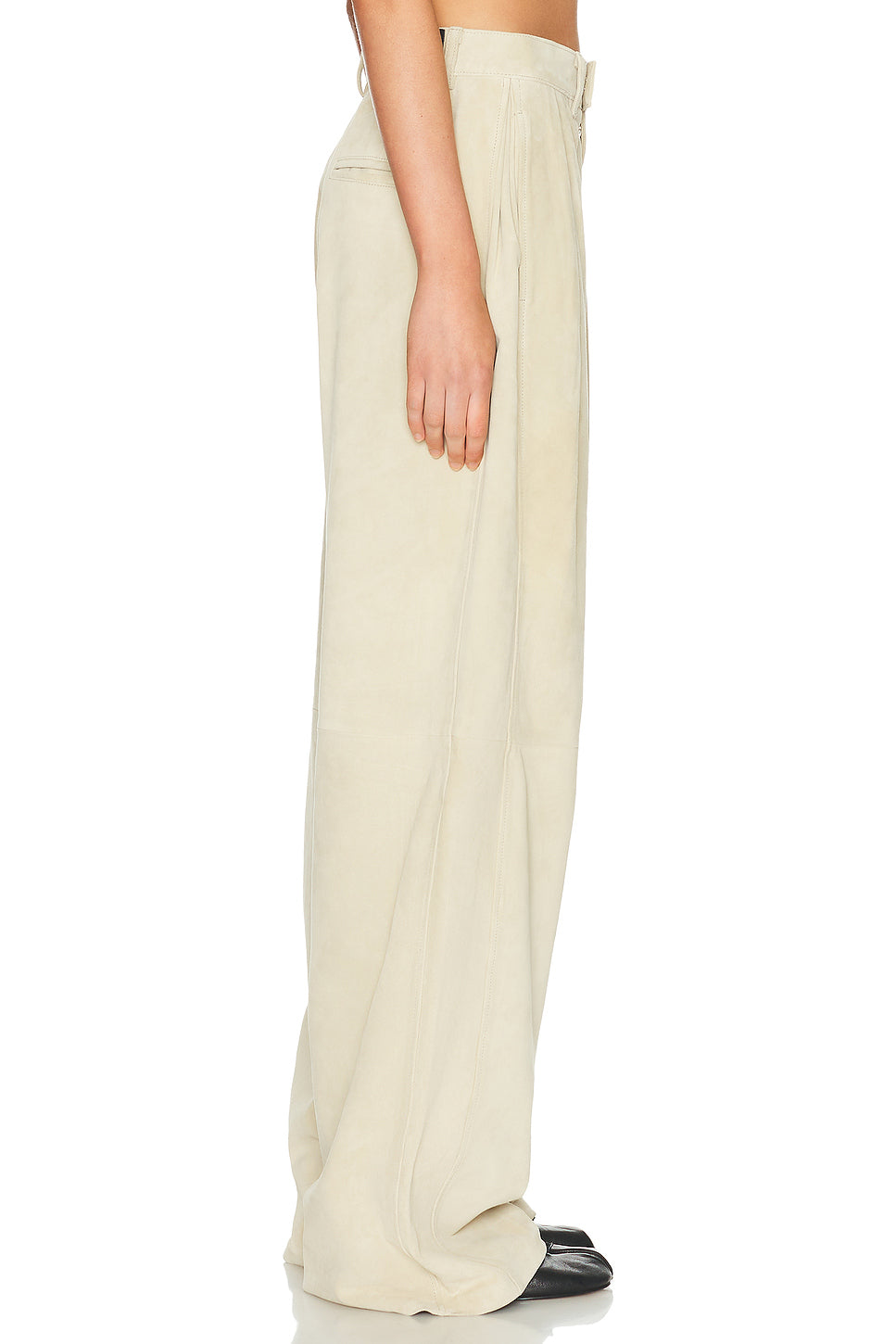 Pleated Wide Leg Leather Pant
