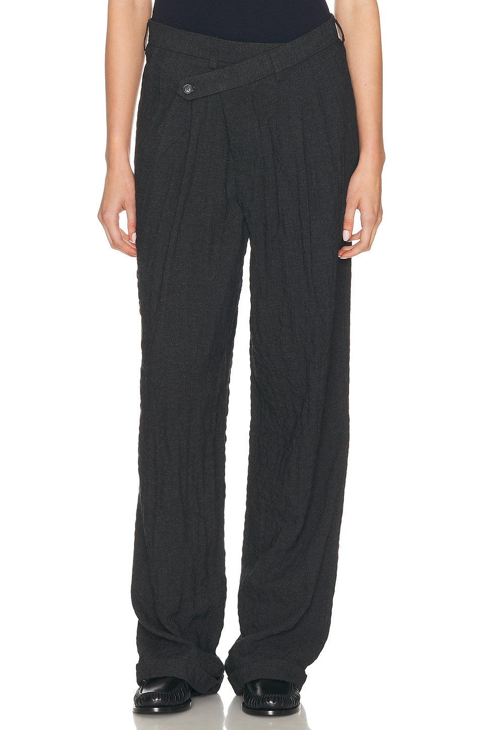 Triple Pleat Crossover Trouser