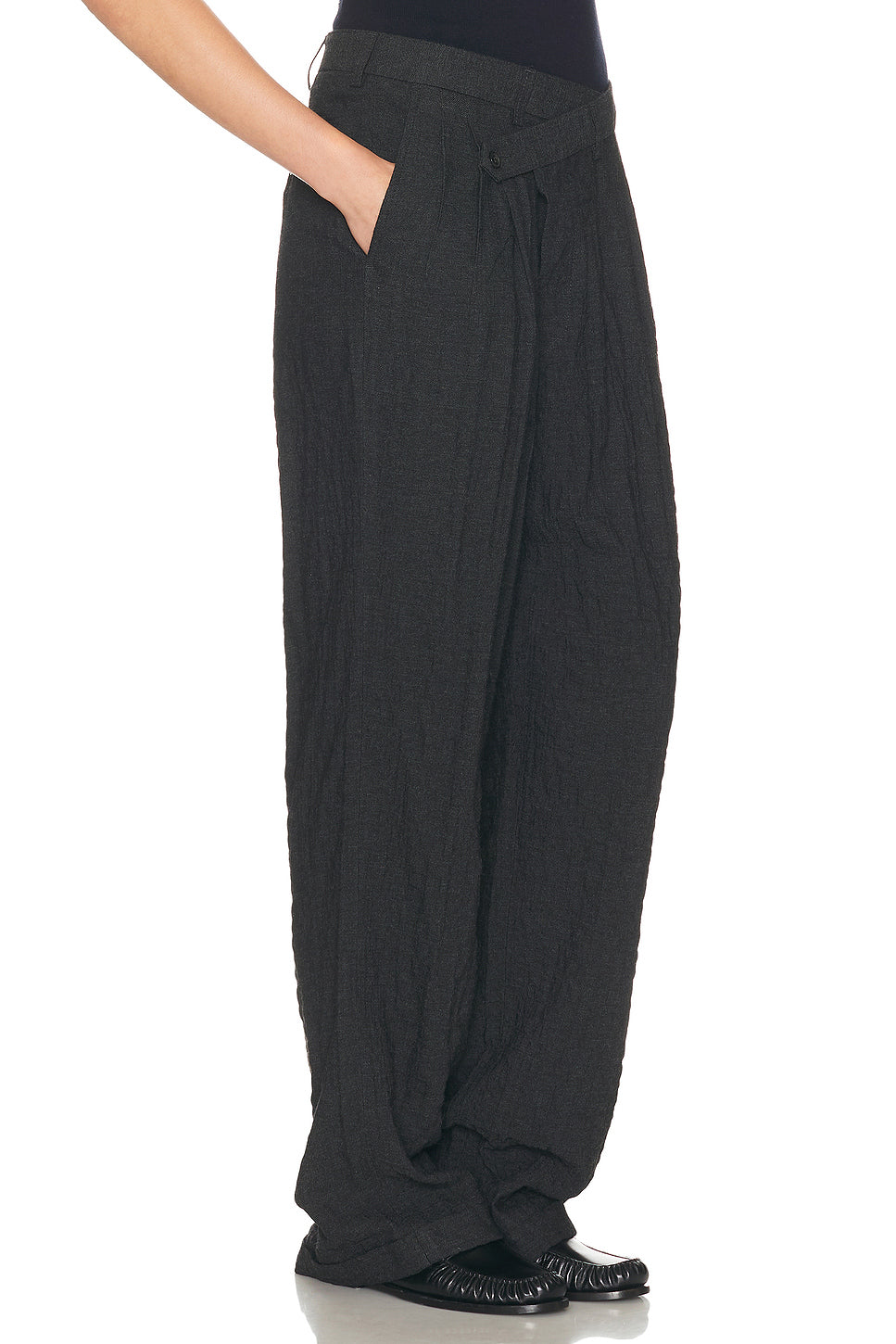 Triple Pleat Crossover Trouser