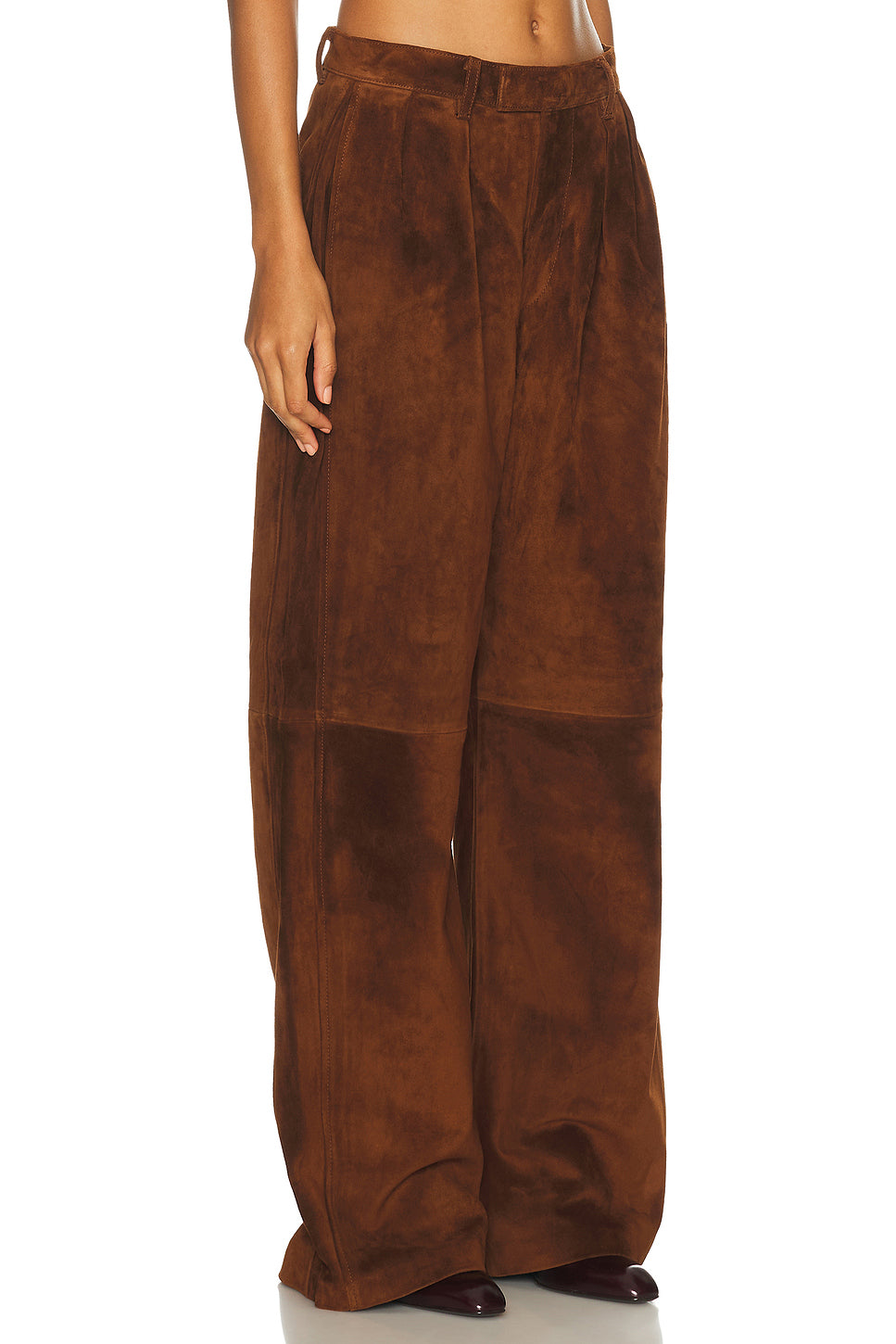 Pleated Wide Leg Leather Pant