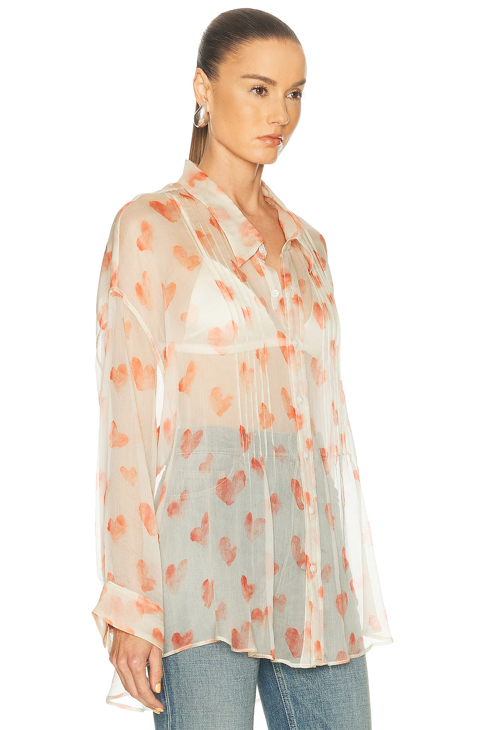 Pintuck Drop Neck Shirt