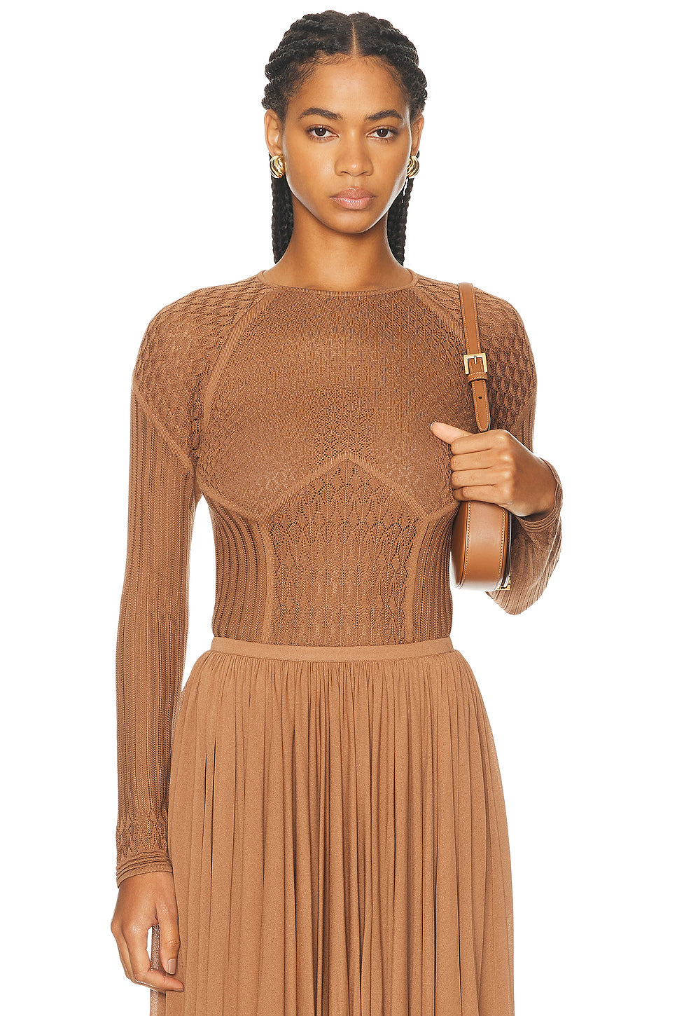 Lace Pointelle Raglan-Sleeve Sweater