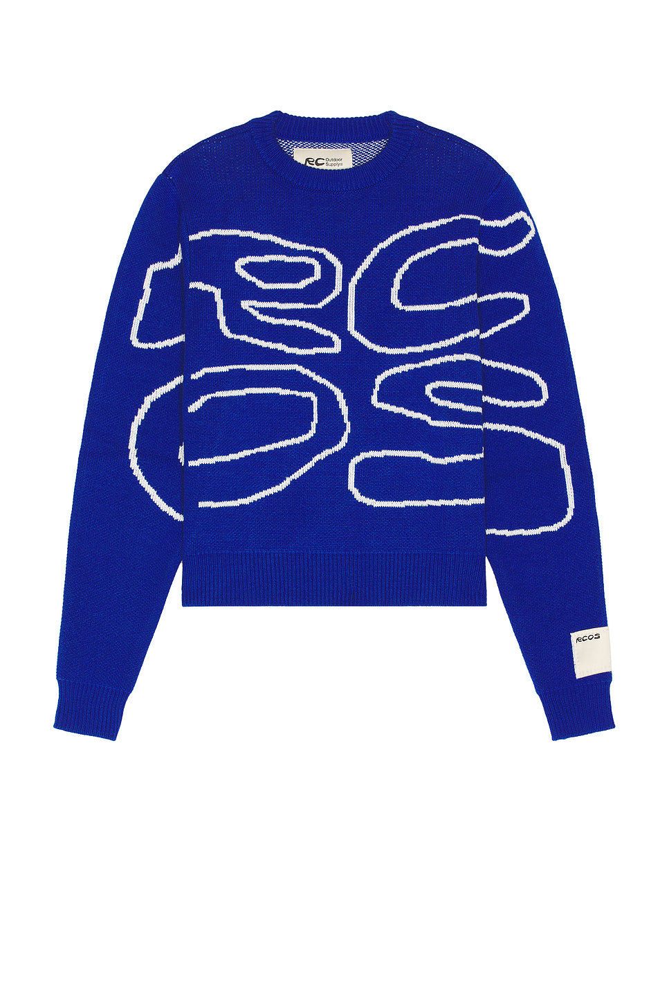 Stack Logo Heavy Intarsia Knit Sweater