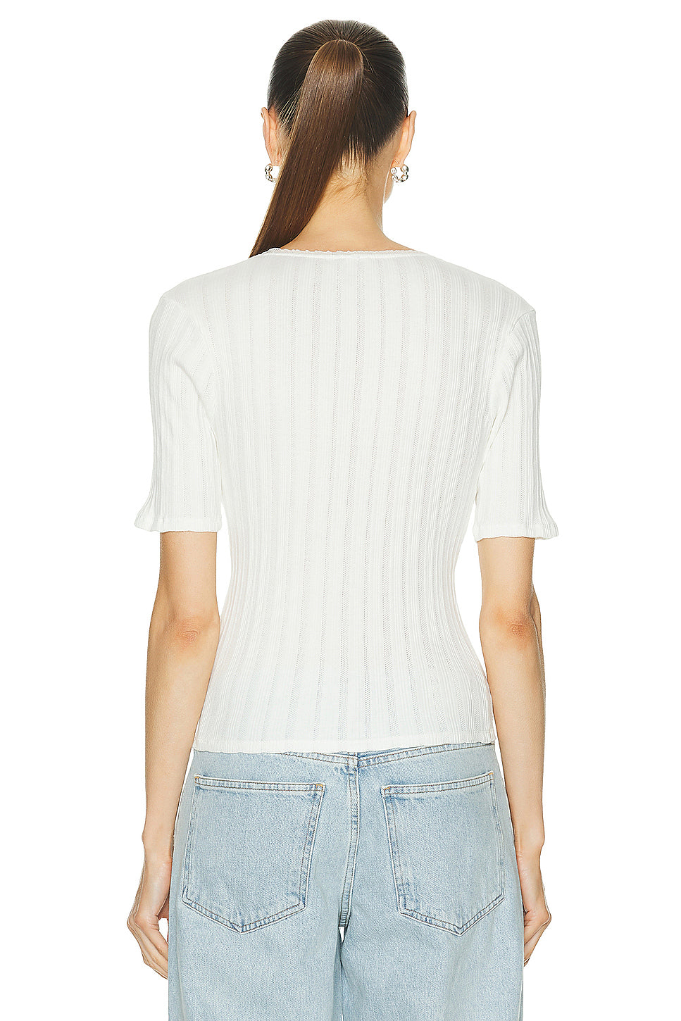 Pointelle Scoop Neck Tee