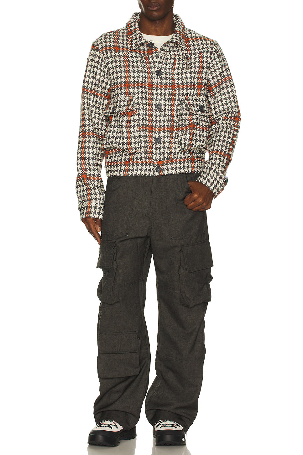 Wool Houndstooth Trucker Jacket