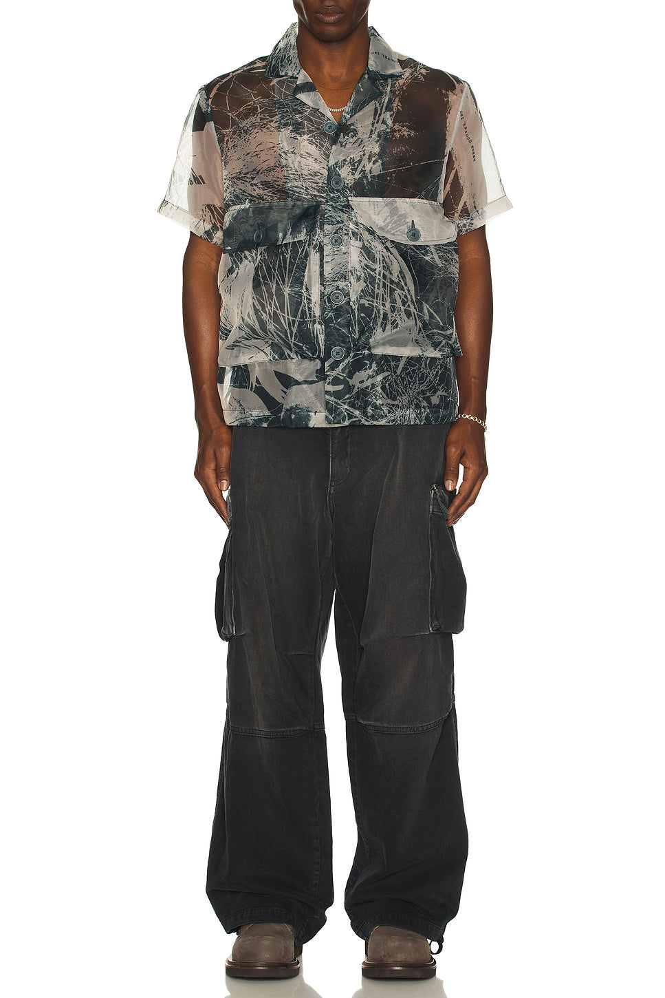 Organza Short Sleeve Cargo Shirt