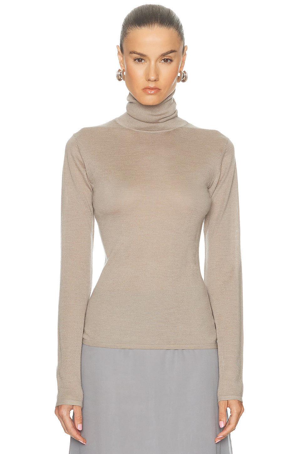 Cashmere Silk Fitted Turtleneck Sweater