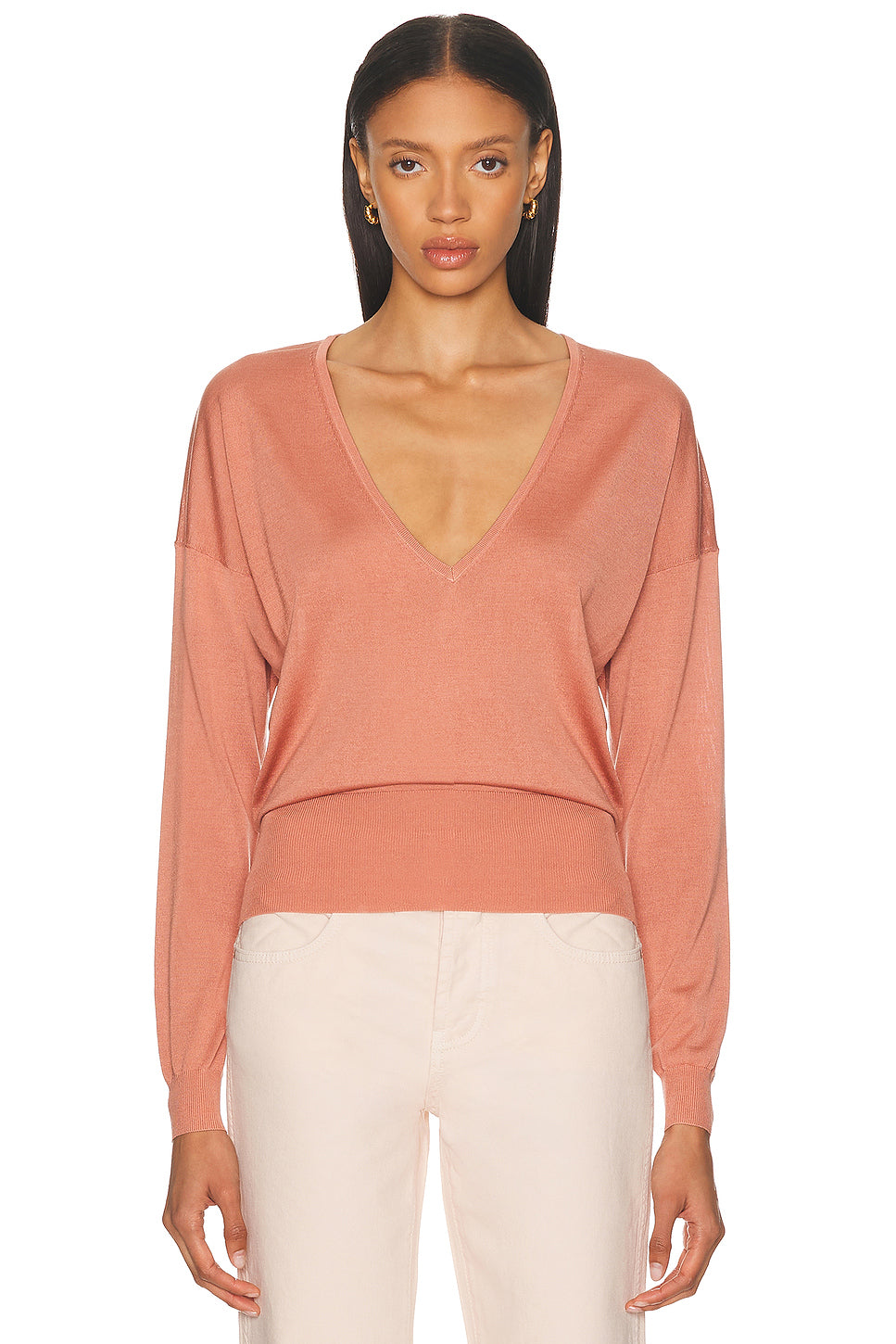 Silk Cashmere V-neck Sweater