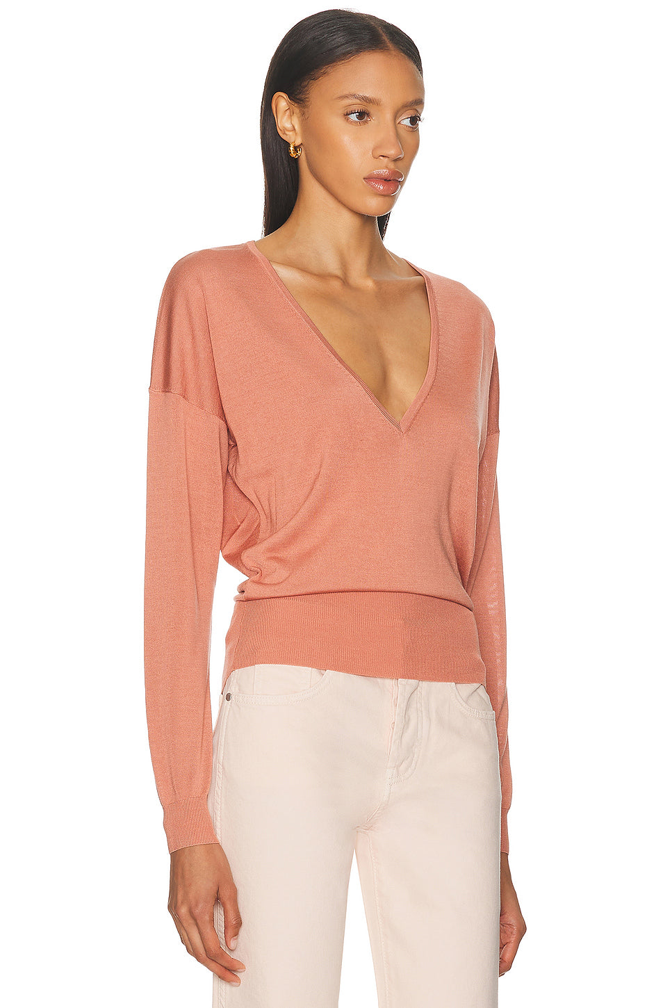 Silk Cashmere V-neck Sweater