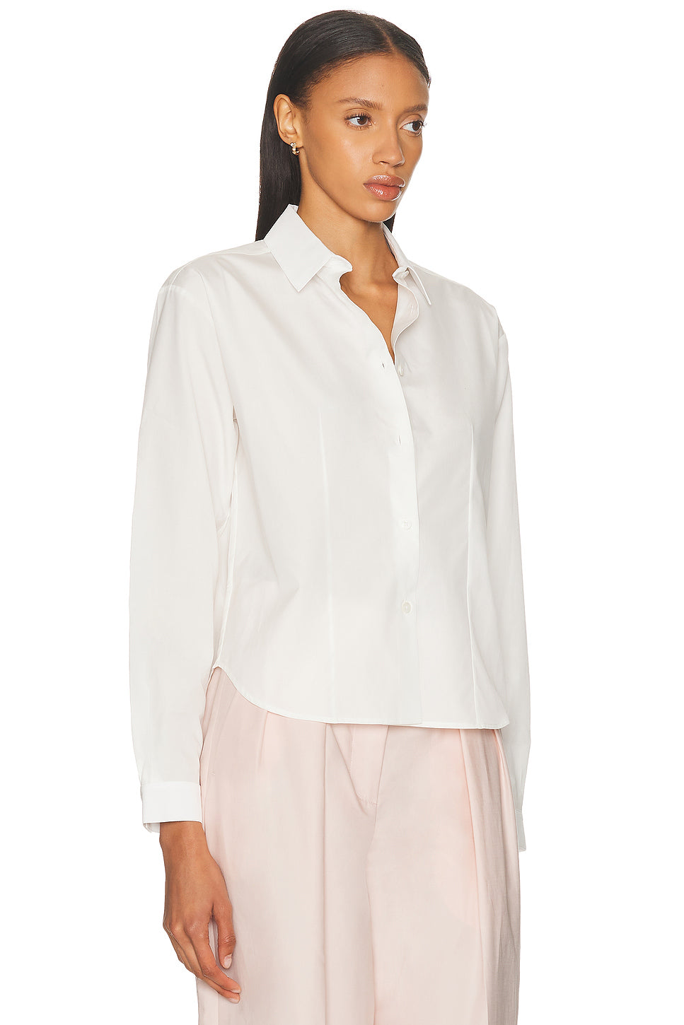 Cropped Long Sleeve Button Up Top