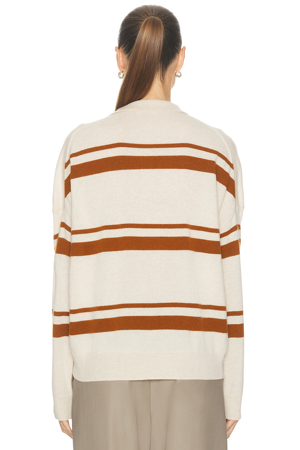 Cashmere Striped Polo Top