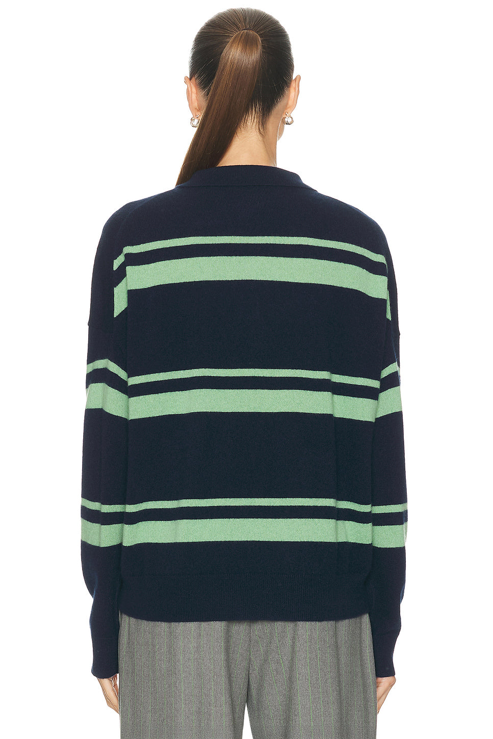 Cashmere Striped Polo Top