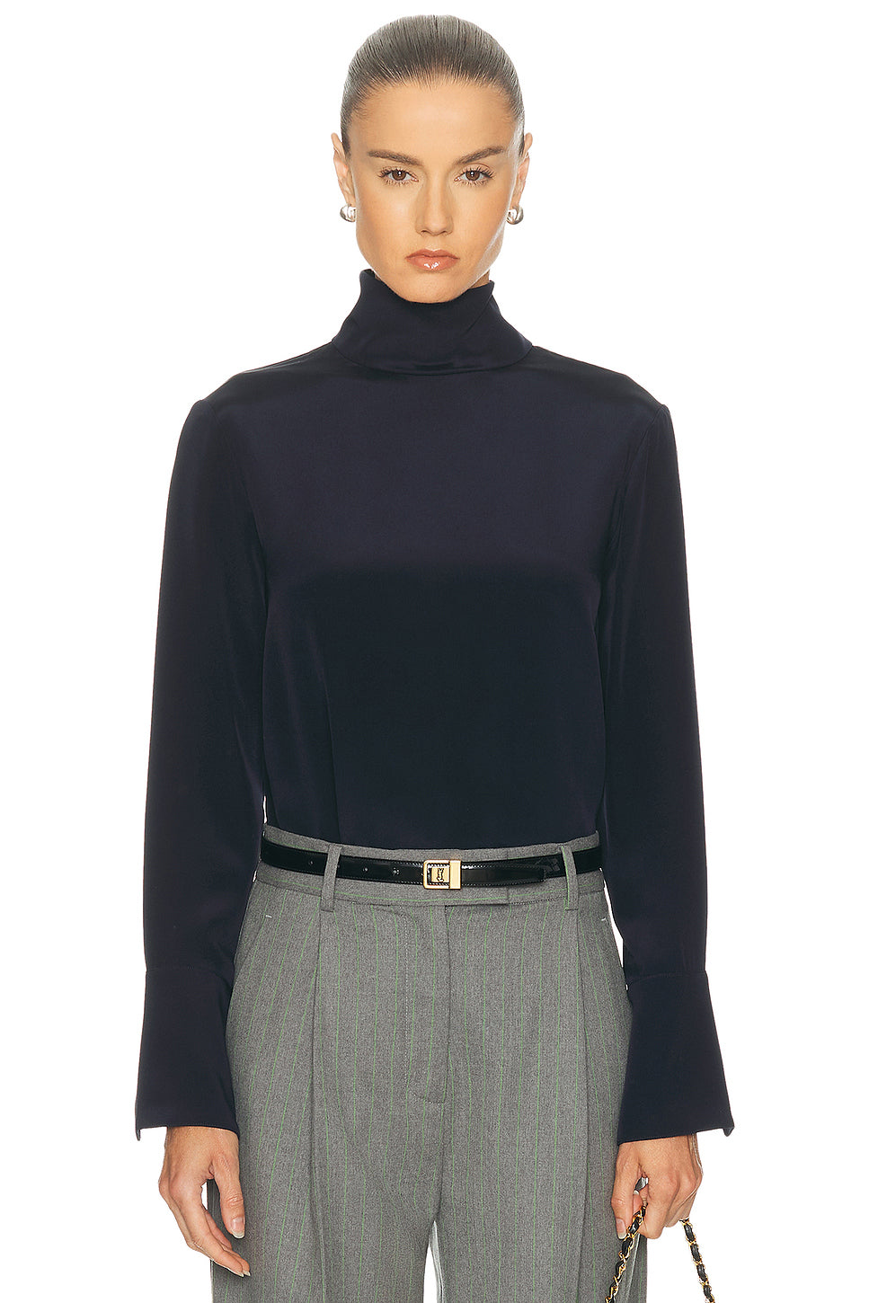 Silk Turtleneck Top