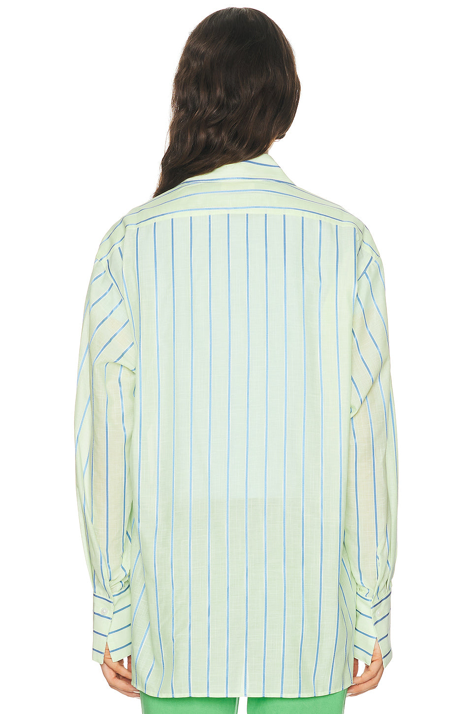 Stripe Boxy Long Sleeve Button Up Shirt