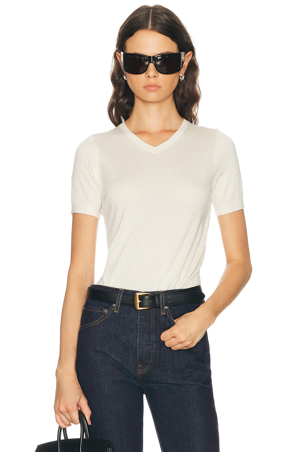 Silk Cashmere V-Neck Knit Tee