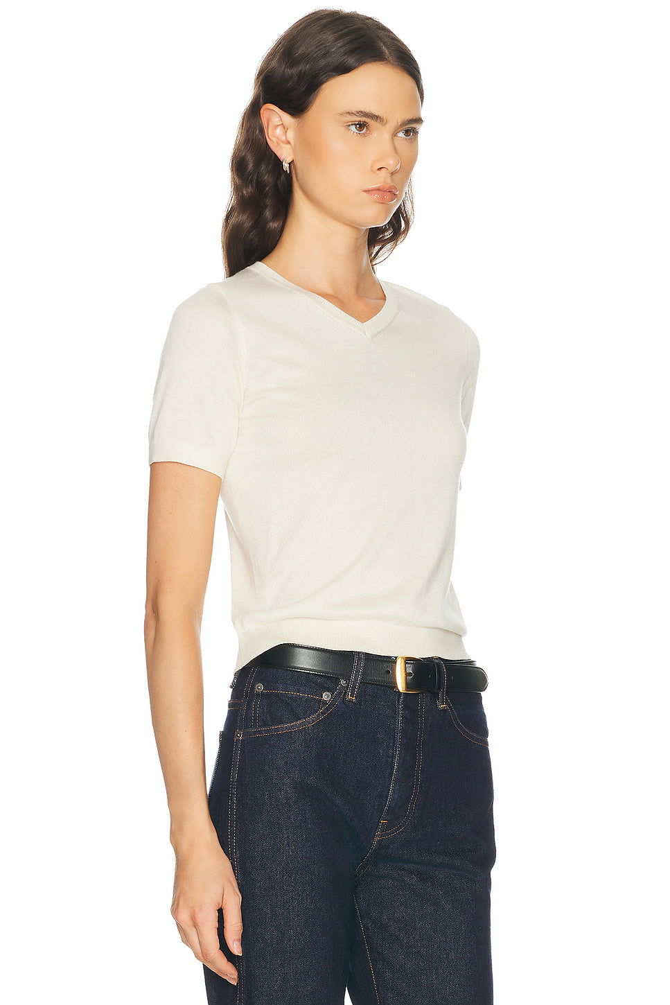 Silk Cashmere V-Neck Knit Tee