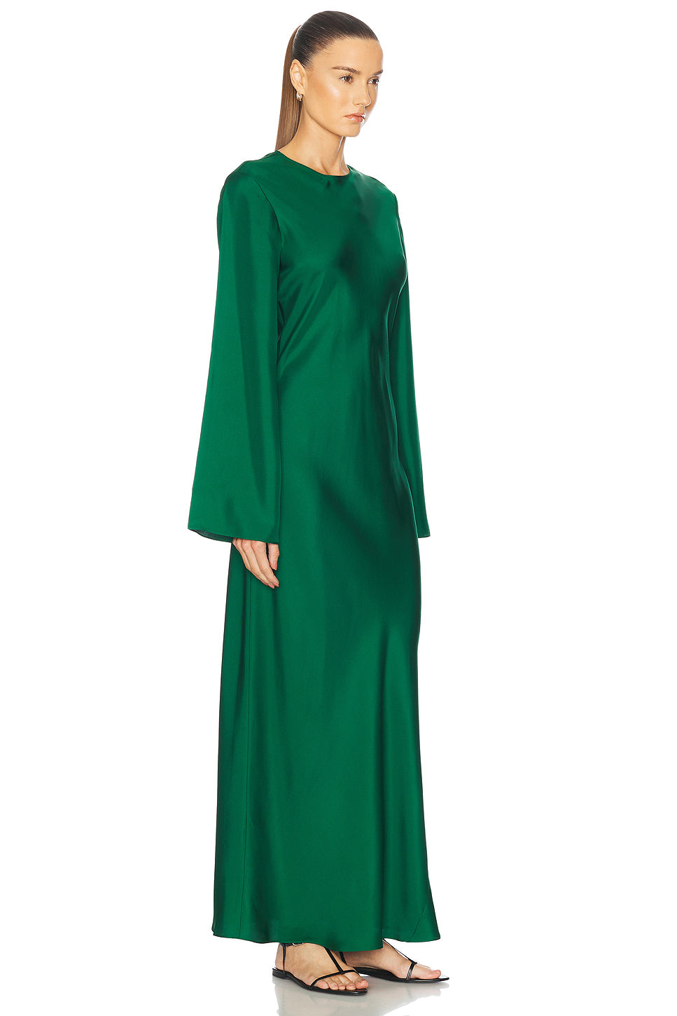 Minimal Wide Sleeved Silk Dress