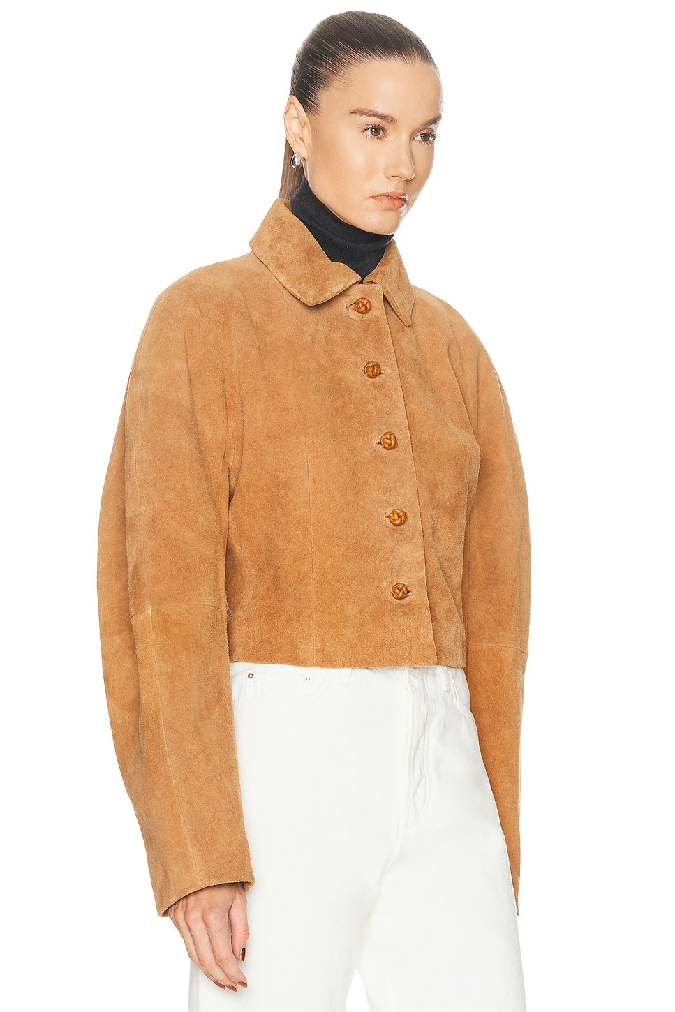 Rounded Textured Suede Jacket